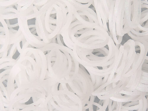Λευκά Glitter Λαστιχάκια για τον Αργαλειό Rainbow Loom