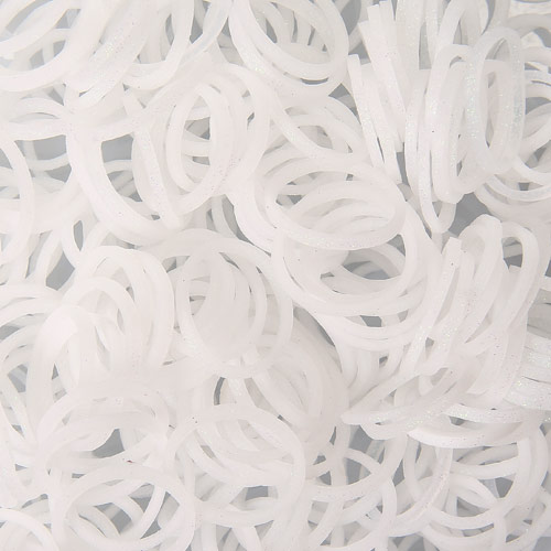 Λευκά Glitter Λαστιχάκια για τον Αργαλειό Rainbow Loom