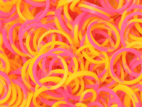 Δίχρωμα Κίτρινα Ροζ Λαστιχάκια για τον Αργαλειό Rainbow Loom