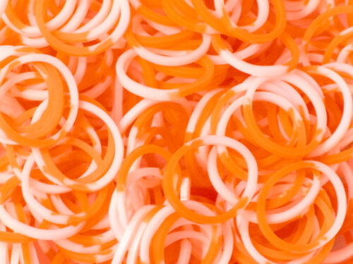 Δίχρωμα Πορτοκαλί Λευκό Λαστιχάκια για τον Αργαλειό Rainbow Loom