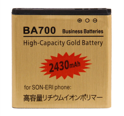 <?xml version="1.0" encoding="utf-8"?> <!DOCTYPE html PUBLIC "-//W3C//DTD XHTML 1.0 Transitional//EN" "http://www.w3.org/TR/xhtml1/DTD/xhtml1-transitional.dtd"> <html lang="en" xml_lang="en"> <head> <title>Untitled document</title> <meta http-equiv="Content-Type" content="text/html; charset=utf-8" /> </head> <body> <h3>Overview :<br /></h3> <strong>1) </strong>Brand New <br /><br /><strong>2)</strong> High Capacity<strong> Gold</strong> Business<strong> Battery <br /></strong><br /><strong>3)</strong> Capacity: <strong>2430mAh <br /></strong><br /><strong>4)</strong> Voltage:<strong> 3.7V </strong><br /><br /><strong>5)</strong> Battery Type: <strong>BA700 Rechargeable Lithium-ion battery <br /></strong><br /><strong>6)</strong> Suitable for <strong>Sony Ericsson Xperia Neo MT15i / Xperia pro MK16i </strong> </body> </html>