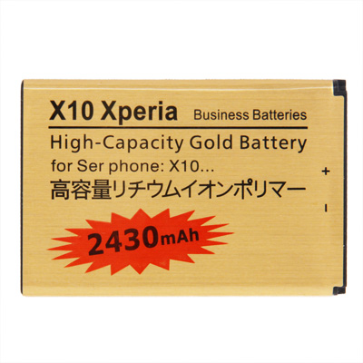 Untitled document Overview : 1) Brand New 2) High Capacity Gold Business Battery 3) Capacity: 2430mAh 4) Voltage: 3.7V 5) Battery Type: Rechargeable Lithium-ion battery 6) Suitable for Sony Ericsson Optimus X10 Xperia