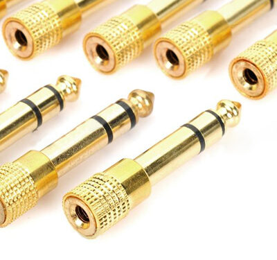 <?xml version="1.0" encoding="utf-8"?> <!DOCTYPE html PUBLIC "-//W3C//DTD XHTML 1.0 Transitional//EN" "http://www.w3.org/TR/xhtml1/DTD/xhtml1-transitional.dtd"> <html  lang="en" xml_lang="en"> <head> 	<title>Untitled document</title> 	<meta http-equiv="Content-Type" content="text/html; charset=utf-8" /> </head> <body> <h3>Overview :<br /></h3>  		 	<strong>1) </strong>Color : <strong>Golden   <br /></strong>&nbsp;<br /><strong>2)</strong> Material : <strong>Iron   <br /></strong><br /><strong>3)</strong> Interface Type <strong>: 6.35mm male </strong>to <strong>3.5mm female jack   </strong><br /><strong><br />4)</strong> Application<strong> : Audio jack connector / DIY   <br /></strong><br /><strong>5) </strong>Dimensions: <strong>4.5 x 1.0 x 1.0cm <br /></strong><br /><strong>6) </strong>Weight: <strong>58g 	 	        </strong>  </body> </html>