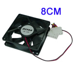 <?xml version="1.0" encoding="utf-8"?> <!DOCTYPE html PUBLIC "-//W3C//DTD XHTML 1.0 Transitional//EN" "http://www.w3.org/TR/xhtml1/DTD/xhtml1-transitional.dtd"> <html lang="en" xml_lang="en"> <head> <title>Untitled document</title> <meta http-equiv="Content-Type" content="text/html; charset=utf-8" /> </head> <body> <h3>Overview :<br /></h3> <strong>1)</strong> <em>Fan for installation in computer case </em><br /><br /><strong>2)</strong> Size: <strong>80x80x25 mm </strong><br /><strong><br />3)</strong> Rated Voltage:<strong> 12 V </strong><br /><br /><strong>4) </strong>Input Current:<strong> 0.08A <br /></strong><br /><strong>5)</strong> Acoustical Noise: <strong>18dB <br /><br />6)</strong> Speed ( R.P.M ): <strong>1700RPM <br /><br />7)</strong> Flow rate:<strong> 26.3 CFM </strong> </body> </html>