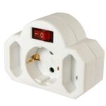 Untitled document Product description : Arcas plug adapter with switch is ideal for all devices which need more than one plug socket. Specifications : 2x euro plugs 1x Schuko plug Max. performance: 3500W Max. amperage: 16 A Voltage: AC 230 V Child-proof lock Illuminated on- / off switch