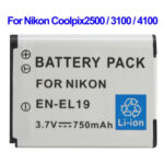 Untitled document Overview : 1) Cell Type: EN-EL19 2) Capacity: 750mAh 3) Output Voltage: 3.7V 4) Compatible camera model: Nikon Coolpix2500 / 3100 / 4100