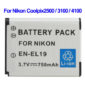 Untitled document Overview : 1) Cell Type: EN-EL19 2) Capacity: 750mAh 3) Output Voltage: 3.7V 4) Compatible camera model: Nikon Coolpix2500 / 3100 / 4100