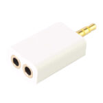 Untitled document Overview : 1) Creates two stereo ports from one. 2) Male 3.5mm Jack to two female 3.5mm sockets. 3) Gold plated connections for better sound quality and less loss. 4) Golden plated jack hole to ensure high quality of sound. 5) Easy to carry around and great for traveling. 6) Suitable for iPhone 4 / iPhone 3GS / iPad 2 etc. audio devices with 3.5mm headphone jack. Compatible with the following:Apple:&nbsp;&nbsp; iPhone 4S