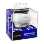 Untitled document Product description : Intenso Portable Speaker Bazzbox (white) Specifications : 1) Battery type: Rechargeable li-polymer battery 2) Battery life: max. 3 hours 3) Output Power: 3 W 4) Ports: Mini USB for charging | Integrated LINE In cable for external MP3-/ MP4 player