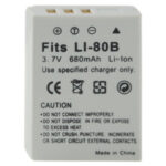 Untitled document Overview : 1) Cell Type: LI-80B 2) Condition: Brand New 3) Capacity: 680mAh 4) Output Voltage: 3.7V 5) Compatible camera model: OLYMPUS T-100/T-110 6) Weight: 12g