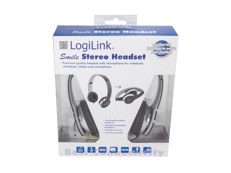 Untitled document Product description : LogiLink Stereo High Quality Headset Black (HS0028) Specifications : Stereo High Quality Headset Connector Type: 1x 3.5mm Stereo Impedanz: 32 Ohm &plusmn;10% Sensitivity: 105 dB &plusmn;3dB S.P.L bei 1kHz Frequenz: 20 to 20.000 Hz High wearing comfort Integrated Microphone Cable length: 1.20 m