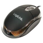 Untitled document Product description : LogiLink mini optical USB mouse with LED black (ID0010) Specifications : Optical Notebook Mouse 800dpi Suitable for USB port 3 programmable buttons Vertical scroll wheel Housing LED illuminated (blue-red) Resolution 800 dpi Usable on nearly every surface Connection Cable ca. 1.50 m Suitable for right and left hand use Plug & Play