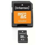 Untitled document Product description : MicroSDHC 4GB Intenso +Adapter CL4 BULK (only card+adapter) Specifications : 1) Dimensions: 15mm x 11mm x 1mm 2) Weight: 1.41 grams 3) Connector: 8 Pin 4) Voltage range: 2.7 V ~ 3.6 V 5) Operating temperature: 0 &deg; C - 60 &deg; C