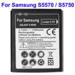 Untitled document &Chi;&omega;&rho;ί&sigmaf; &Sigma;&upsilon;&sigma;&kappa;&epsilon;&upsilon;&alpha;&sigma;ί&alpha; (Bulk) Battery for Samsung S5570 / S5750 / S7230 / Galaxy S Mini (EB494353VU)Overview 1) Samsung Standard Battery 2) Battery Type: Li-Polymer 3) Condition: Brand New 4) Voltages: 3.7V 5) Capacity: 1500mAh