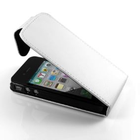 Untitled document Δερμάτινη Θήκη TECHNAXX γιά iPhone 4 Flap Ασπρη