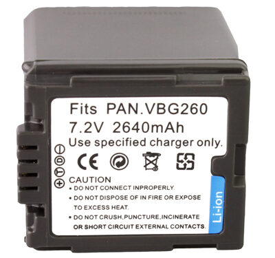<?xml version="1.0" encoding="utf-8"?> <!DOCTYPE html PUBLIC "-//W3C//DTD XHTML 1.0 Transitional//EN" "http://www.w3.org/TR/xhtml1/DTD/xhtml1-transitional.dtd"> <html lang="en" xml_lang="en"> <head> <title>Untitled document</title> <meta http-equiv="Content-Type" content="text/html; charset=utf-8" /> </head> <body> <h3>Overview :<br /></h3> <strong>1)</strong> Cell Type: <strong>VBG260 </strong><br /><strong><br />2) </strong>Capacity: <strong>2640mAh </strong><br /><strong><br />3)</strong> Output Voltage: <strong>7.2V </strong><br /><strong><br />4)</strong> Compatible camera model: Panasonic AG-HMC150