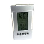 Untitled document Weatherstation / Clock Digital Mod. 398Product descriptionSmall Weatherstation for expl. desktop or household.Specifications7 couloured LED display LCD clock 12/24 hours Calendar Temperature Alarm Product size: 6.3 * 4