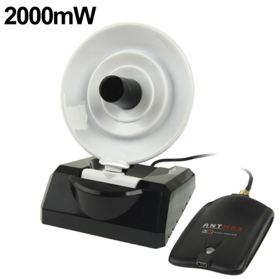 Untitled document Overview 1) Chipset: Ralink 3070 2) Material: Plastic 3) Standards: wireless 802.11b/g/n and USB 2.0 standard 4) Frequency: 2.412~2.484GHz 5) Transmission rate up to 150Mbps 6)Power: 2000mW 7) Transmission range up to 2000m 8) Supports BPSK/QPSK/CCK/OFDM 9) Supports WPA/WPA 2 encryption 10) With 58dBi antennas 11) Operating System: Windows 2000 / XP / Vista / LINUX / WIN 7 / Mac OS