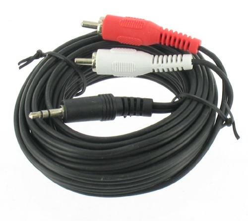 Untitled document &Pi;&epsilon;&rho;&iota;&gamma;&rho;&alpha;&phi;ή: RCA cable 5 m to 3.5 mm jack plug for connecting a PC to stereo. 5 m cable Color: Black 2 RCA plugs to 1 3.5 mm jack plug Ideal for connecting to the soundcard of the PC to a stereo