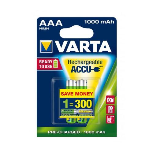 Μπαταρίες Επαναφορτιζόμενες Varta AAA 1000mAh NiMH 1.2V Ready2Use (2 τεμ.)