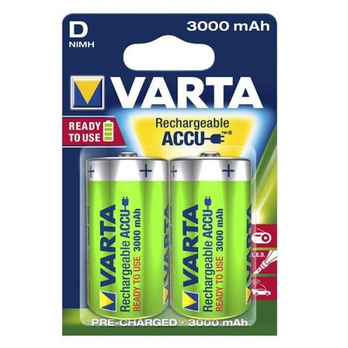 Μπαταρίες Επαναφορτιζόμενες Varta D 3000mAh NiMH 1.2V Ready2Use (2 τεμ.)