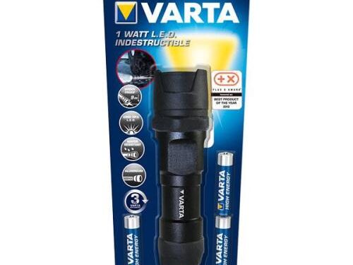 Άθραυστος Φακός Varta Indestructible 1 Watt Led Light με 3τεμ Μπαταρία ΑΑΑ
