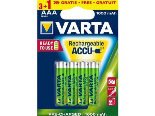 Μπαταρίες Επαναφορτιζόμενες Varta AAA 1000mAh NiMH 1.2V Ready2Use (3+1 τεμ.)