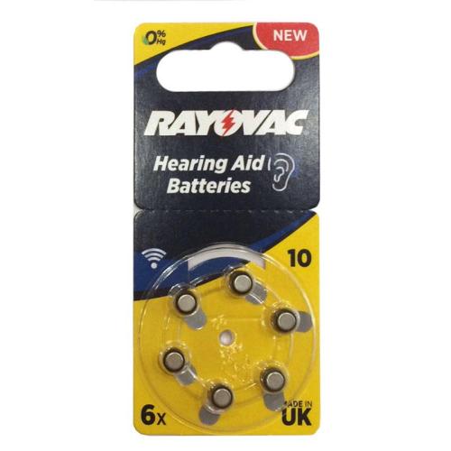 Μπαταρίες Ακουστικών Βαρηκοΐας Rayovac 10 (6 τεμ.)
