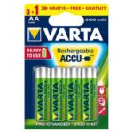 Μπαταρίες Επαναφορτιζόμενες Varta AA 2100mAh NiMH 1.2V Ready2Use (3+1 τεμ.)