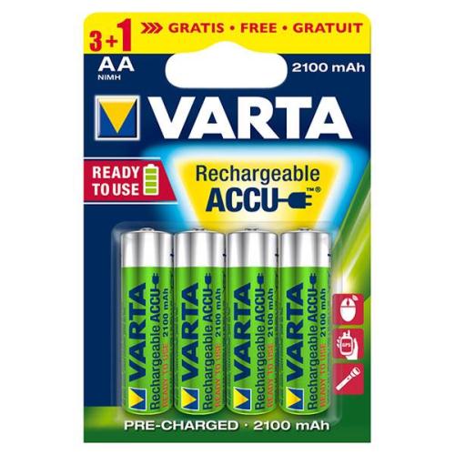 Μπαταρίες Επαναφορτιζόμενες Varta AA 2100mAh NiMH 1.2V Ready2Use (3+1 τεμ.)