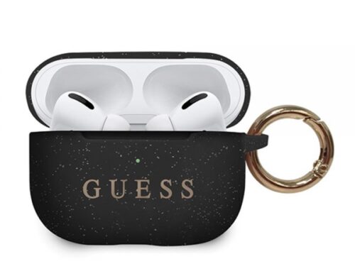 GUESS SILICONE CASE FOR AIRPODS PRO WITH HOLDER black