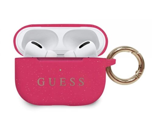 GUESS SILICONE CASE FOR AIRPODS PRO WITH HOLDER fuchsia