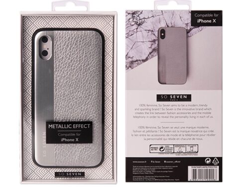 SO SEVEN METALLIC PU IPHONE X XS silver backcover - Image 1