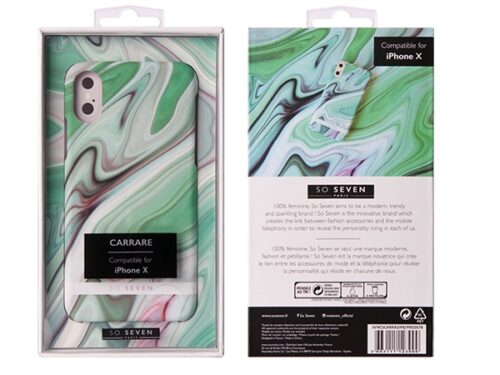 SO SEVEN CARRARE MARBLE IPHONE X XS green backcover - Image 1