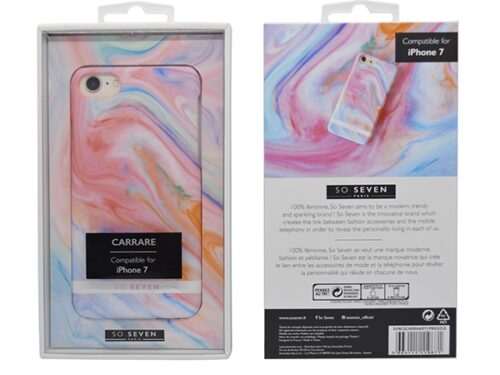 SO SEVEN CARRARE MARBLE IPHONE 7 8 pink backcover