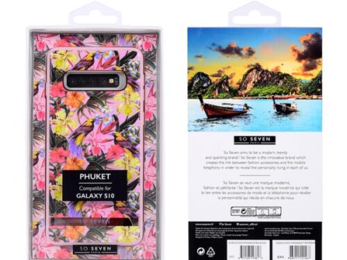 SO SEVEN PUCKET TROPICAL PINK BIRD SAMSUNG S10 backcover