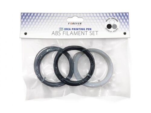 FOREVER ABS FILAMENT SET FOR 3D SIMPLY PRINTING PEN PP-100 black grey white - Image 1