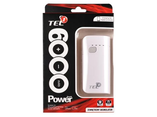 POWER BANK UNIVERSAL 6000 mAh white με φακό - Image 1