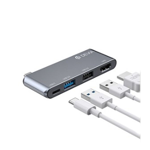 Ανταπτορας Devia Απο Type C Σε Usb 3.0 + Usb 2.0 + HDMI + PD