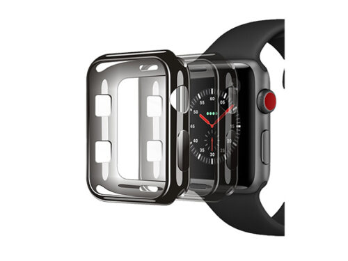 Θήκη TPU Για Apple Watch 42mm Series 2 / 3 Μαύρη & Διάφανη