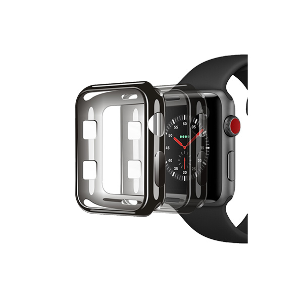 Θήκη TPU Για Apple Watch 42mm Series 2 / 3 Μαύρη & Διάφανη