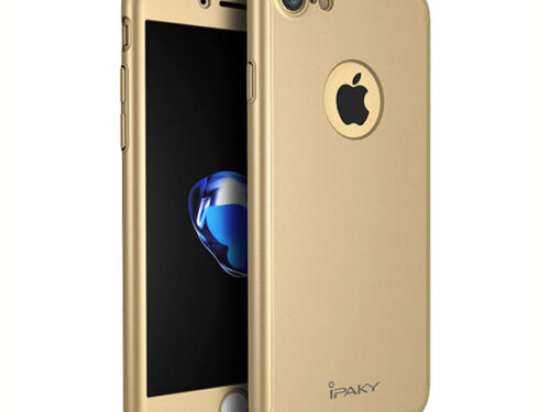 Θηκη IPAKY Classic 360° για Apple iPhone 7+ Χρυση & Προστατευτικο Τζαμι