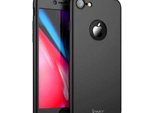 Θηκη IPAKY Classic 360° για Apple iPhone 8+ Μαυρη & Προστατευτικο Τζαμι