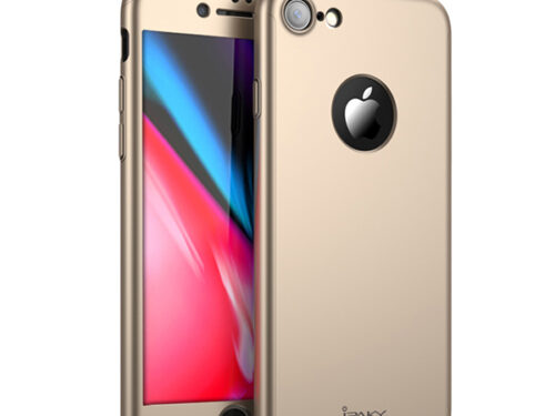 Θηκη IPAKY Classic 360° για Apple iPhone 8+ Χρυση & Προστατευτικο Τζαμι
