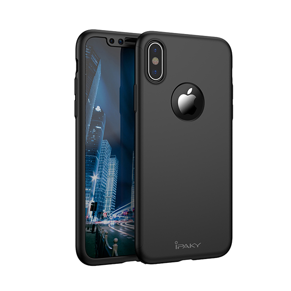 Θηκη IPAKY Classic 360° για Apple iPhone X Μαυρη & Προστατευτικο Τζαμι