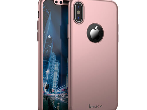 Θηκη IPAKY Classic 360° για Apple iPhone X Ροζ & Προστατευτικο Τζαμι