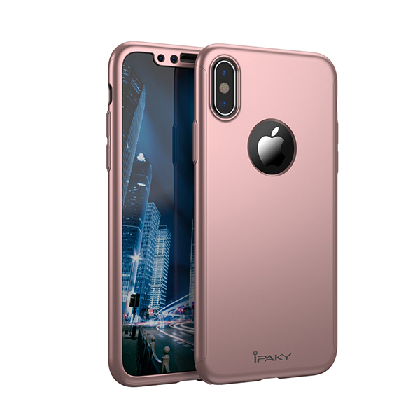 Θηκη IPAKY Classic 360° για Apple iPhone X Ροζ & Προστατευτικο Τζαμι