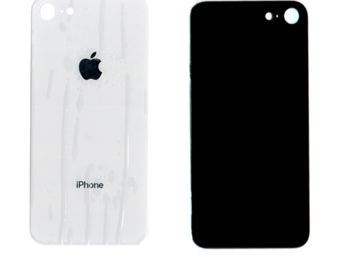 Καλυμμα Μπαταριας Για Apple iPhone 8+ Ασπρο Τζαμι Με Ταινια Διπλης Οψης