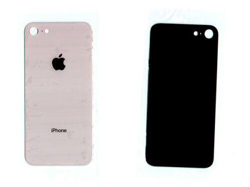 Καλυμμα Μπαταριας Για Apple iPhone 8+ Ροζ Χρυσο Τζαμι Με Ταινια Διπλης Οψης